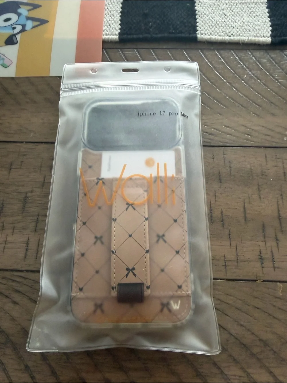 Tan Wallet Phone Case with Card Pocket and Strap